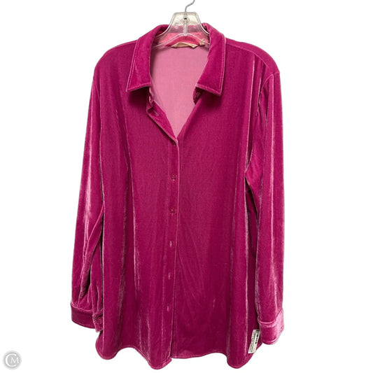 Blouse Long Sleeve By Soft Surroundings In Pink, Size: L
