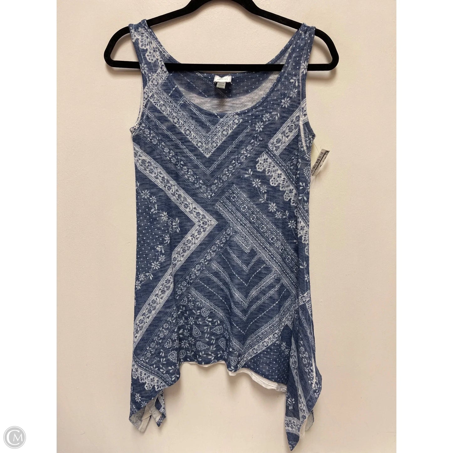 Tunic Sleeveless By Cupio In Blue & White, Size: S