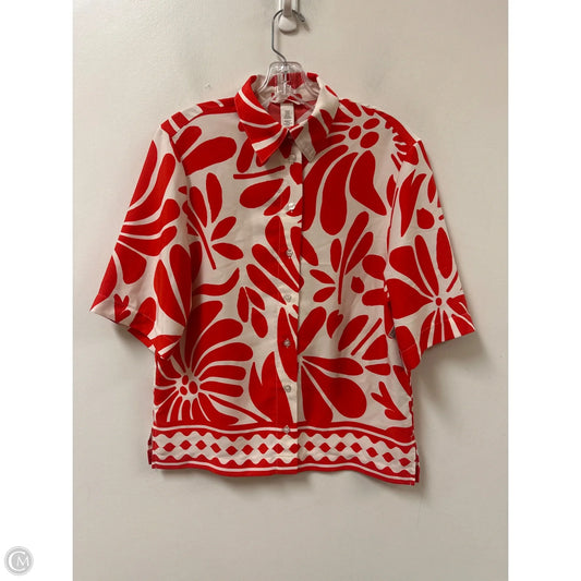 Blouse Short Sleeve By H&m In Red & White, Size: Xs