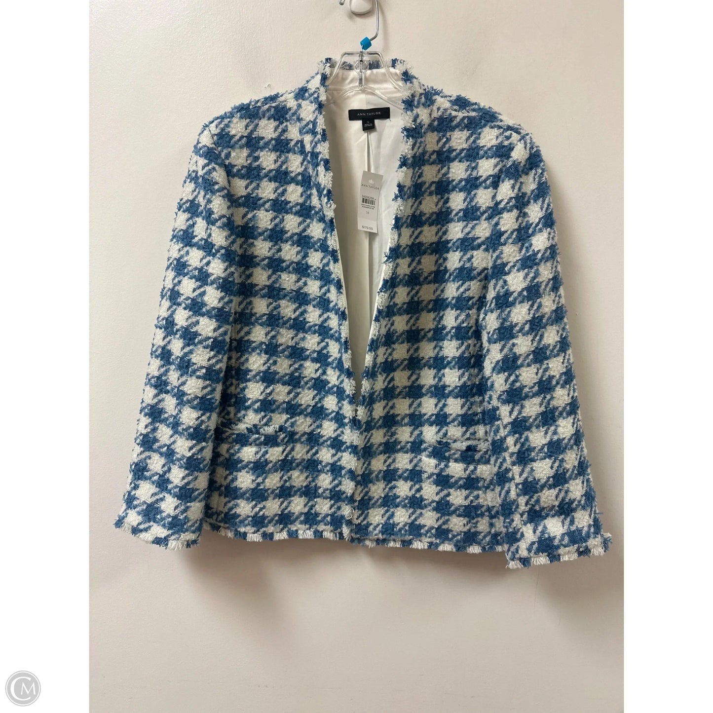 Blazer By Ann Taylor In Blue & White, Size: L