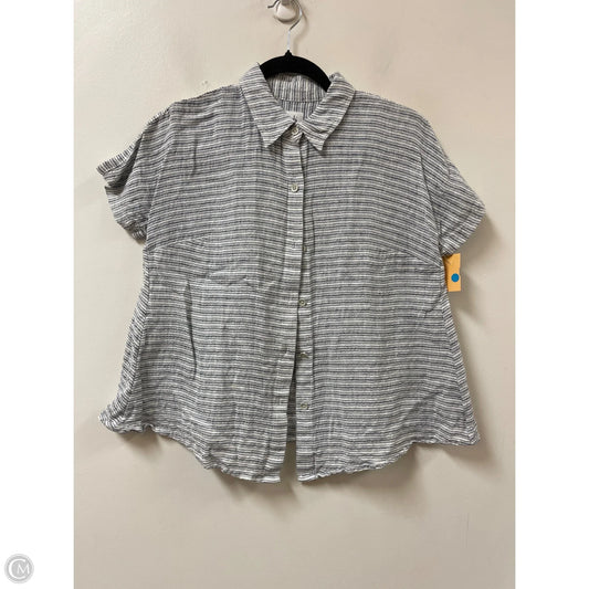 Blouse Short Sleeve By Cabi In Blue & White, Size: Xs