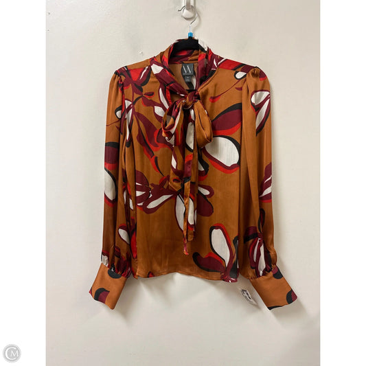 Top Long Sleeve By Worthington In Brown & Red, Size: M