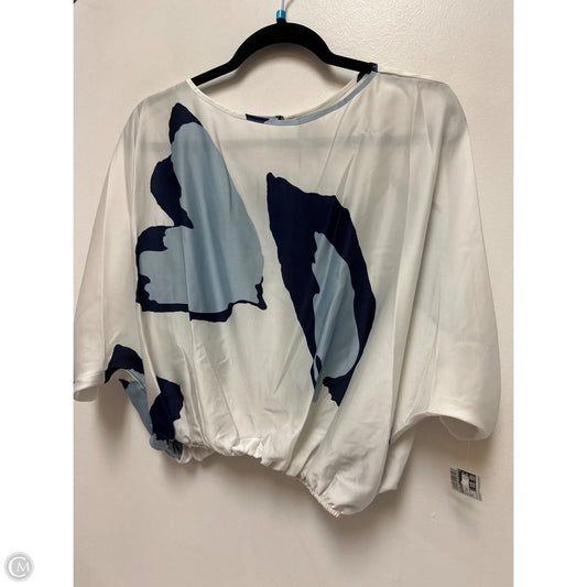 Top Short Sleeve By Worthington In Blue & White, Size: M