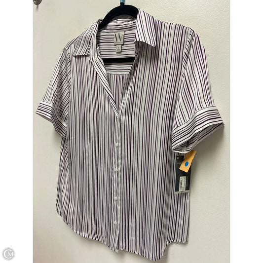 Blouse Short Sleeve By Worthington In Purple & White, Size: M