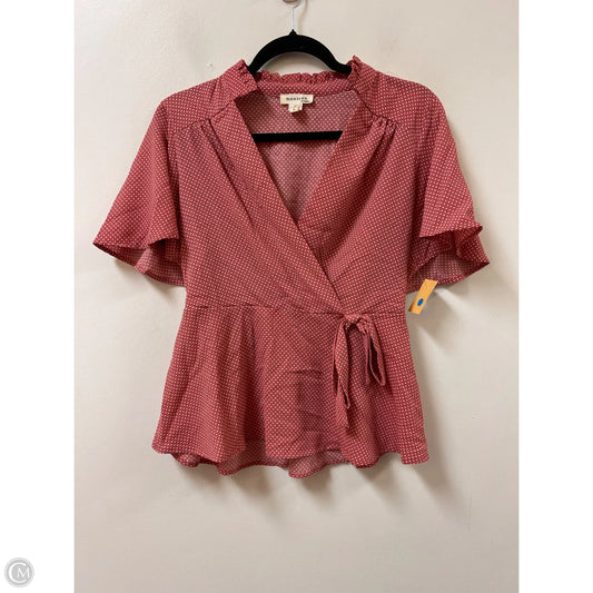 Top Short Sleeve By Monteau In Pink, Size: L