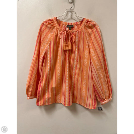 Top Long Sleeve By Style And Company In Orange, Size: L