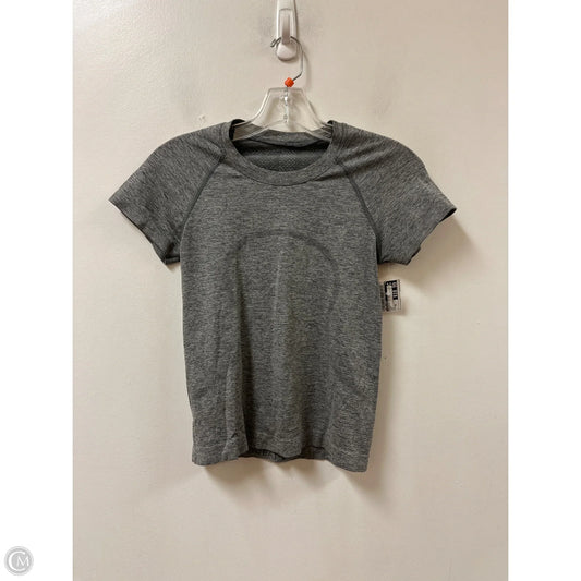 Athletic Top Short Sleeve By Lululemon In Grey, Size: Xs