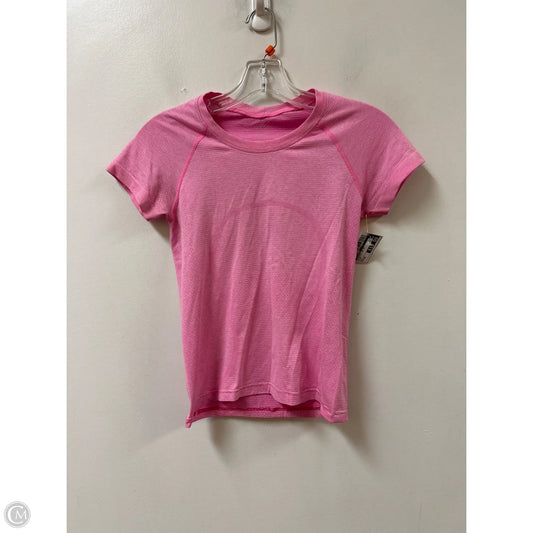 Athletic Top Short Sleeve By Lululemon In Pink, Size: Xs