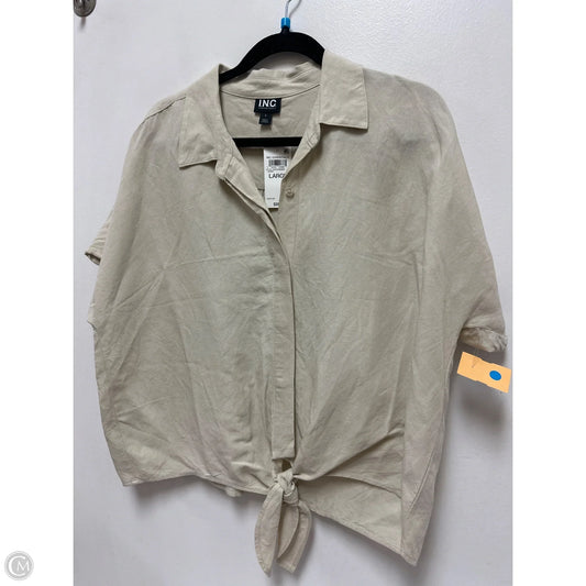 Blouse Short Sleeve By Inc In Cream, Size: L