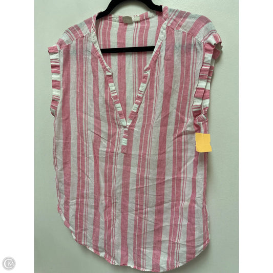 Top Short Sleeve By Gap In Pink & White, Size: M