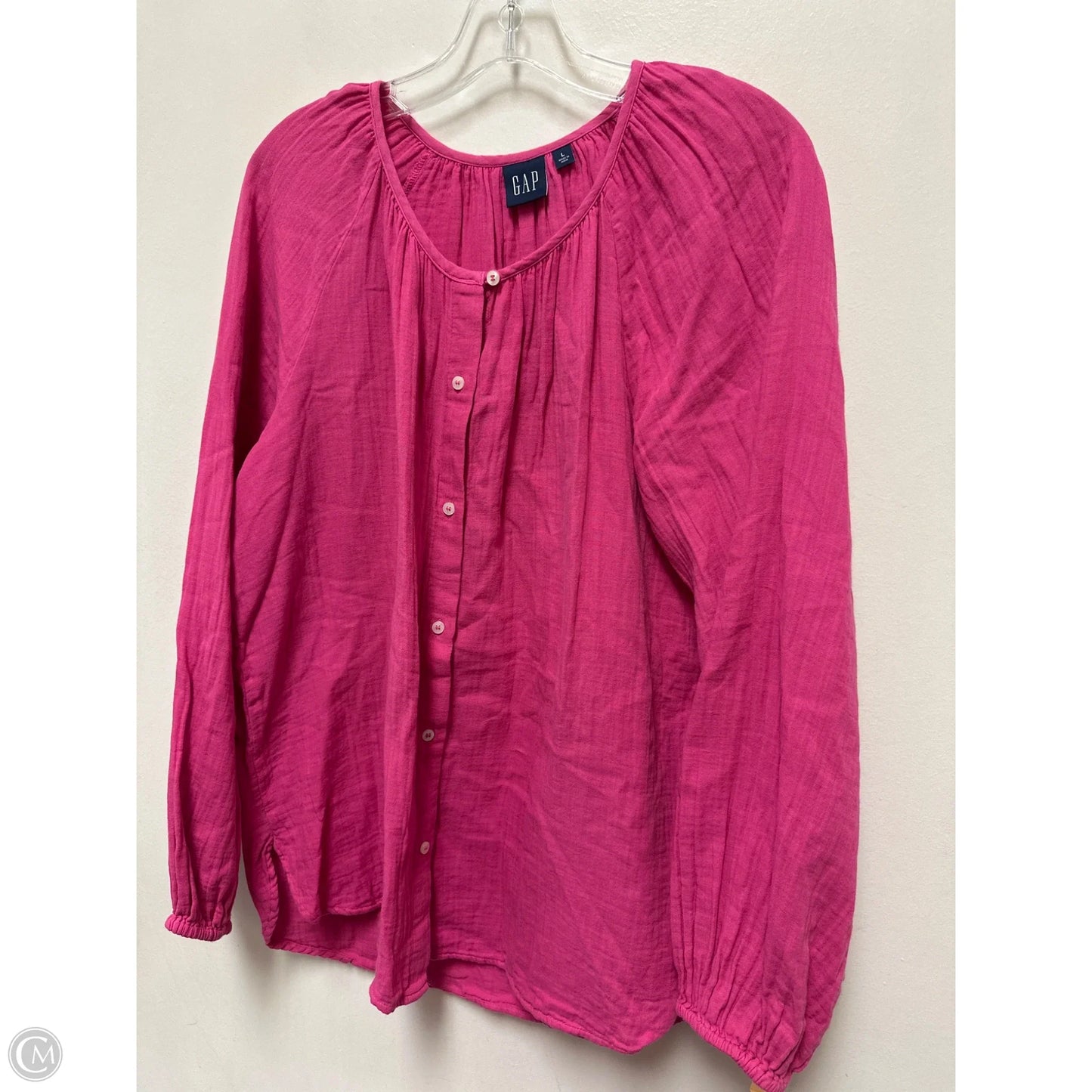Blouse Long Sleeve By Gap In Pink, Size: L