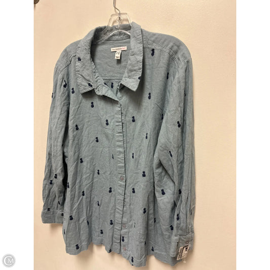 Blouse Long Sleeve By Isaac Mizrahi Live Qvc In Blue, Size: 2x