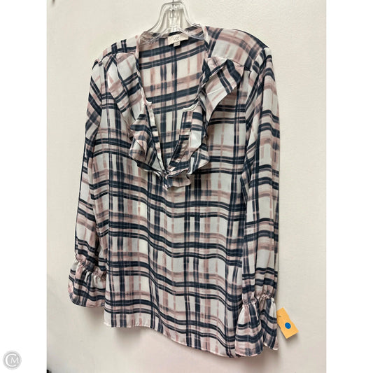 Top Long Sleeve By Loft In Blue & Pink, Size: L