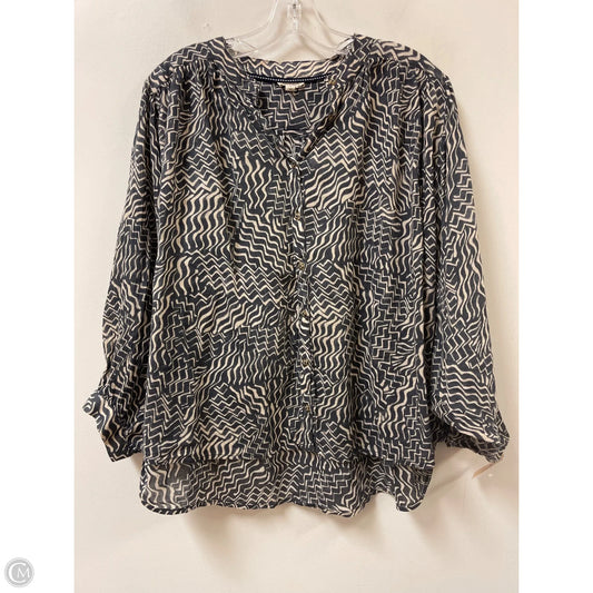 Blouse Long Sleeve By Pilcro In Cream & Grey, Size: S