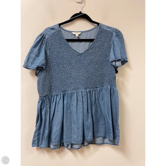 Top Short Sleeve By Terra & Sky In Blue Denim, Size: Xl