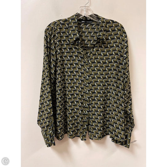 Blouse Long Sleeve By Zara In Black & Green, Size: Xl