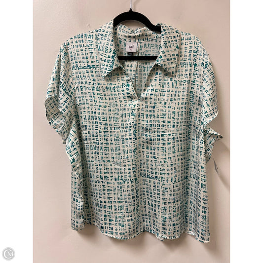 Top Short Sleeve By Cabi In Green & White, Size: Xl