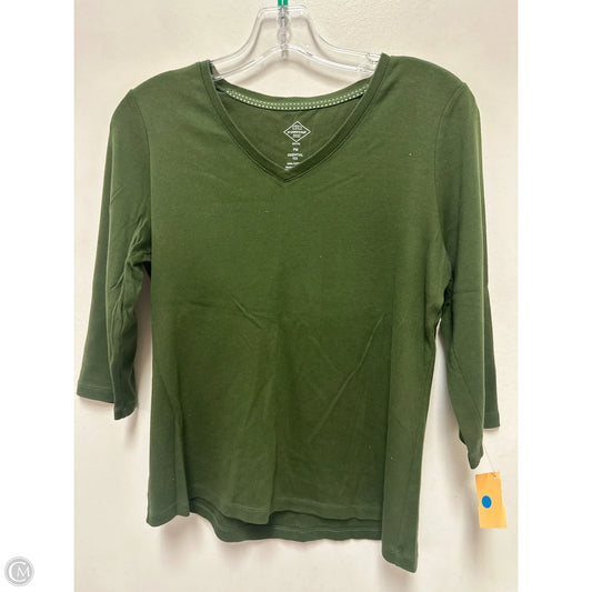 Top Long Sleeve By St Johns Bay In Green, Size: Mp