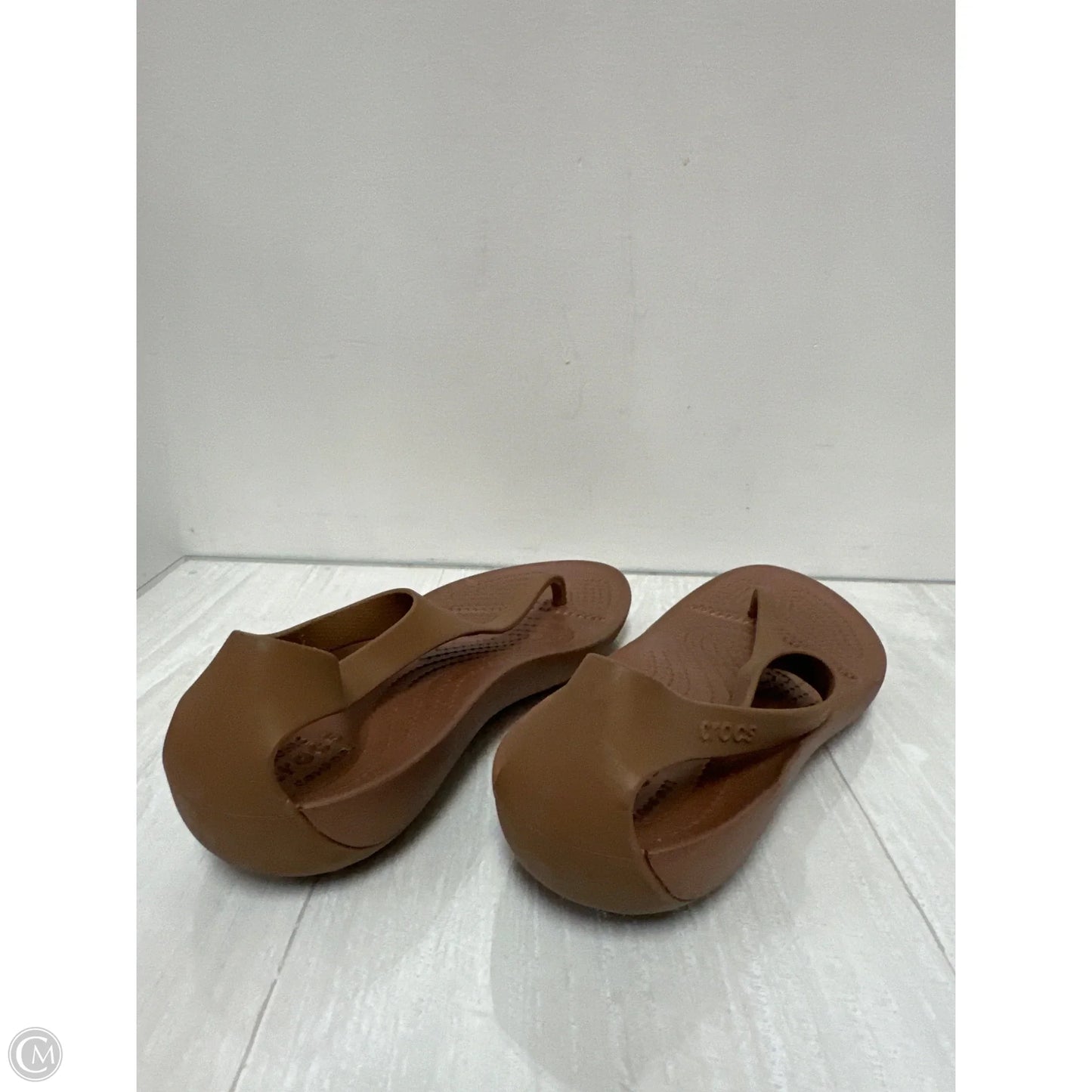 Sandals Flats By Crocs In Brown, Size: 7