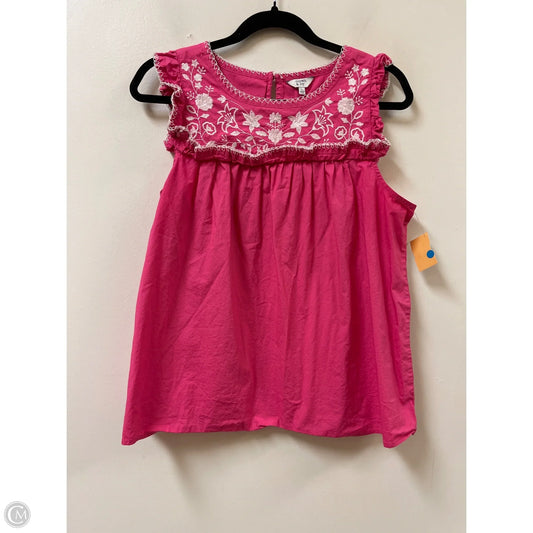 Top Sleeveless By Crown And Ivy In Pink & White, Size: L