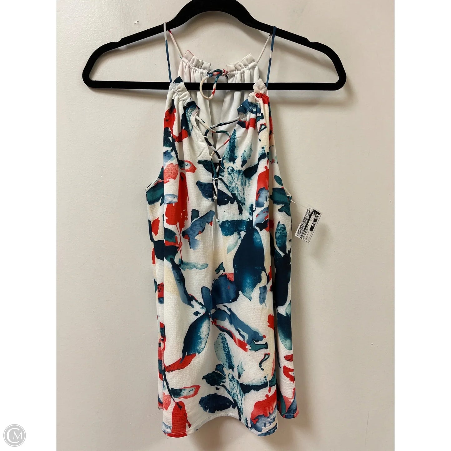Top Sleeveless By Daytrip In Blue & White, Size: S