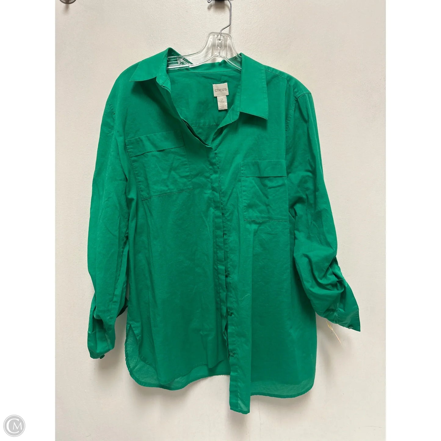 Blouse Long Sleeve By Chicos In Green, Size: L