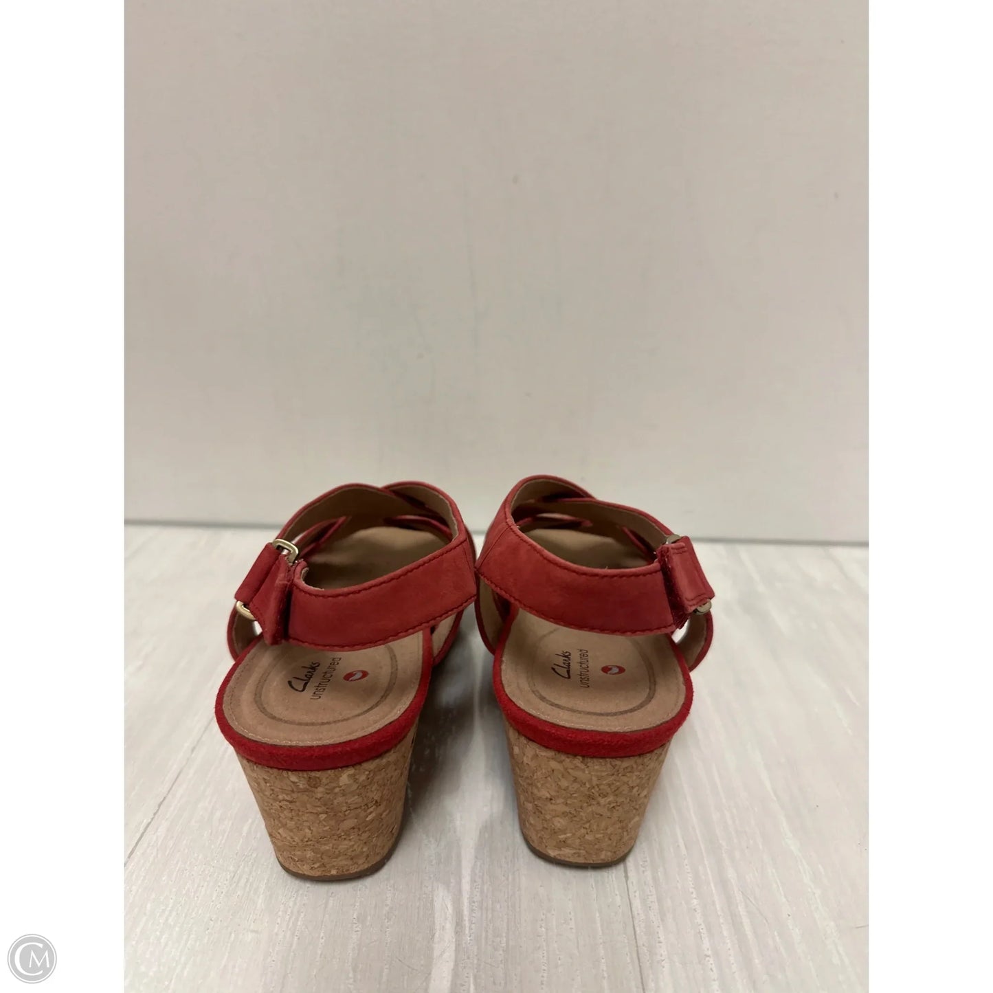 Sandals Heels Wedge By Clarks In Red, Size: 7