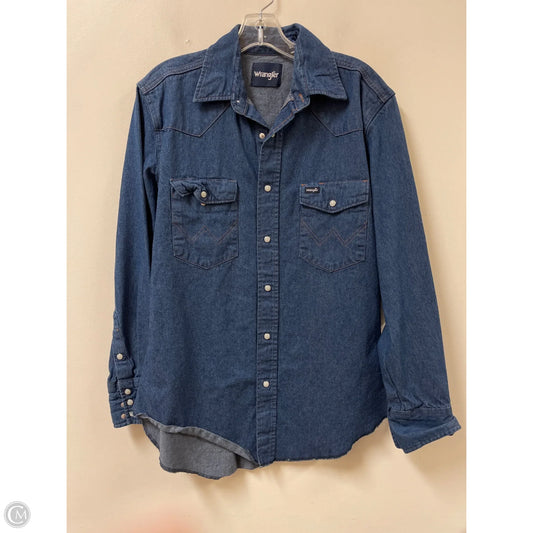 Blouse Long Sleeve By Wrangler In Blue Denim, Size: M