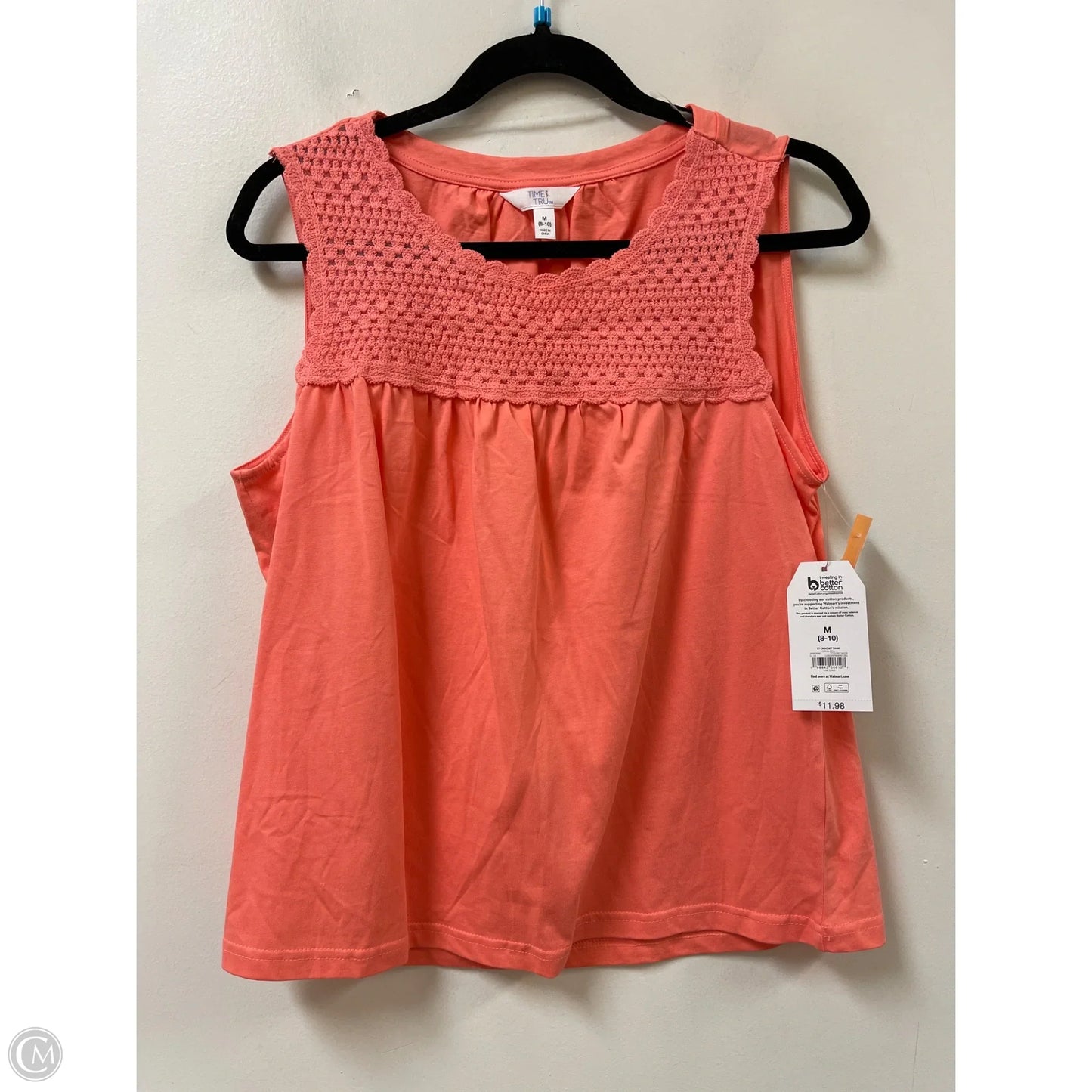 Top Sleeveless By Time And Tru In Coral, Size: M