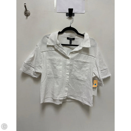 Blouse Short Sleeve By Ellen Tracy In White, Size: L