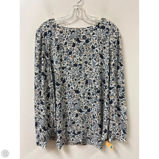 Top Long Sleeve By Loft In Blue & White, Size: Xl