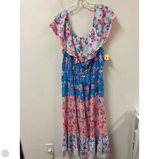 Dress Casual Maxi By Impressions In Blue & Pink, Size: 2x