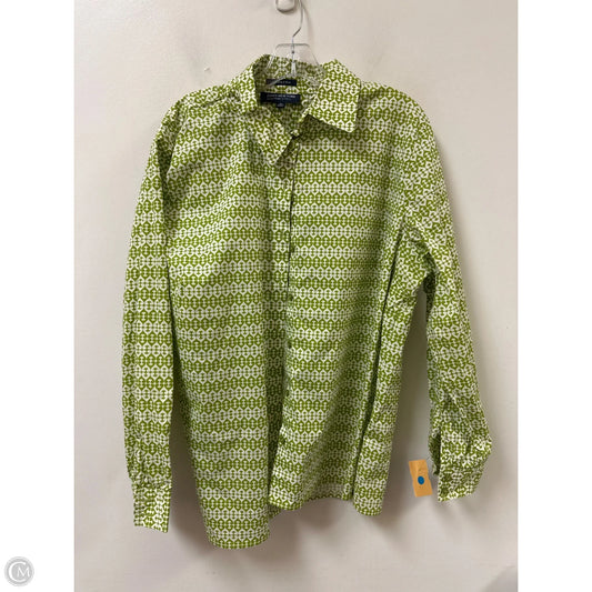 Blouse Long Sleeve By Jones New York In Green & White, Size: 2x