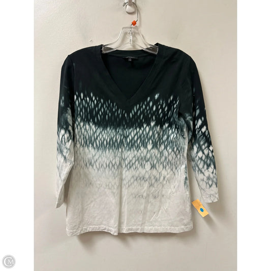 Top Long Sleeve Designer By Lafayette 148 In Grey & White, Size: S