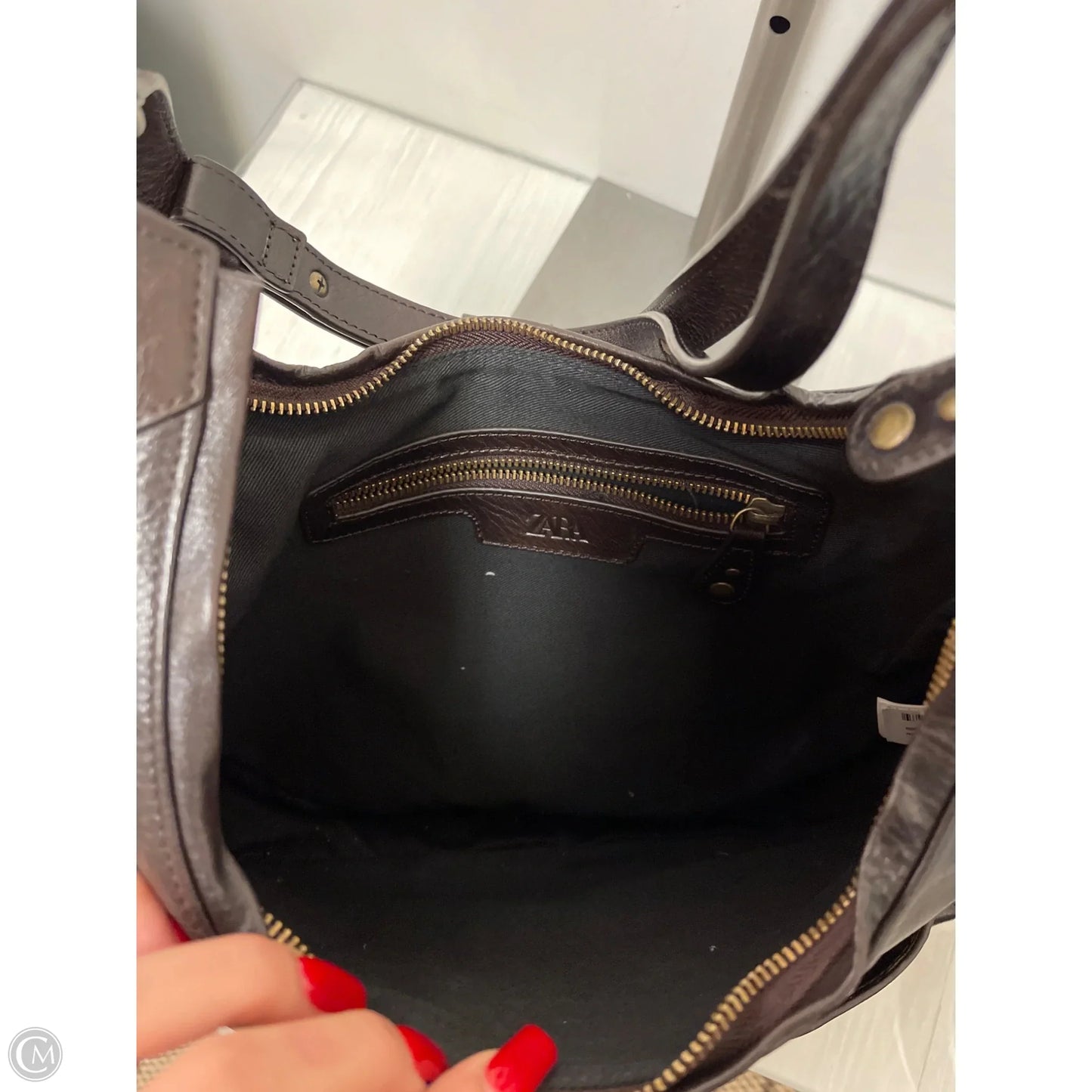 Handbag Leather By Zara, Size: Large