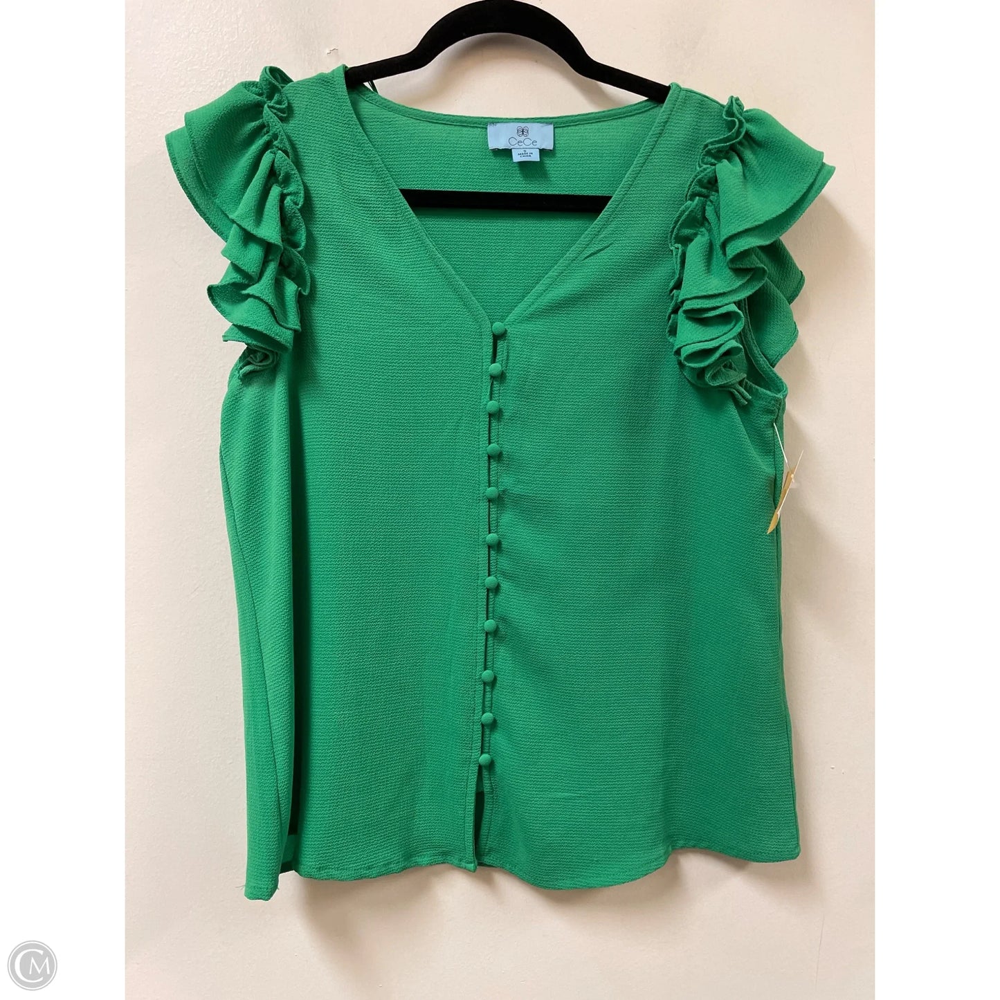Top Short Sleeve By Cece In Green, Size: S
