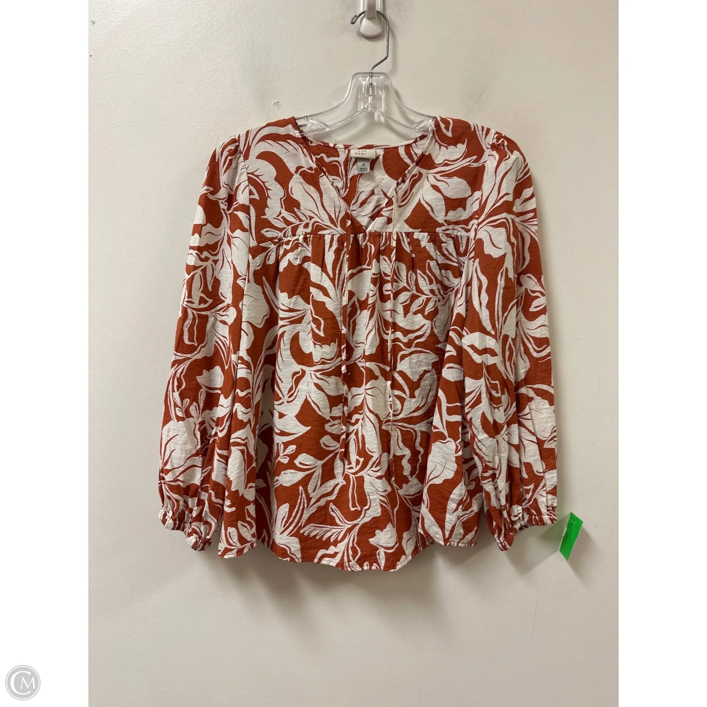 Top Long Sleeve By A New Day In Orange & White, Size: M