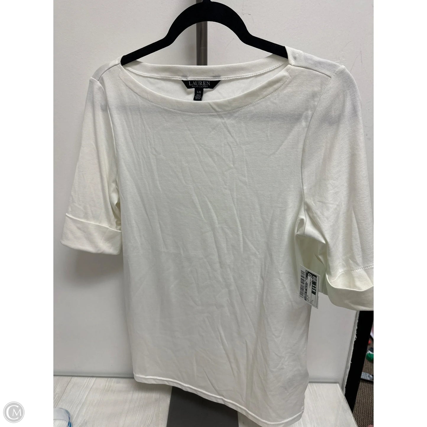 Top Short Sleeve By Lauren By Ralph Lauren In White, Size: L