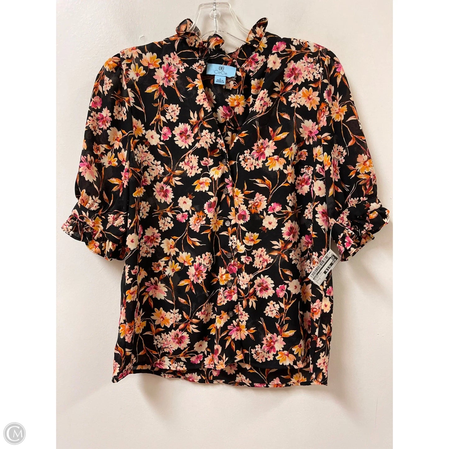 Blouse Short Sleeve By Cece In Floral Print, Size: S