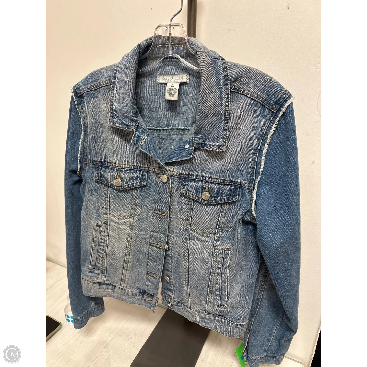 Jacket Denim By Clothes Mentor In Blue Denim, Size: L
