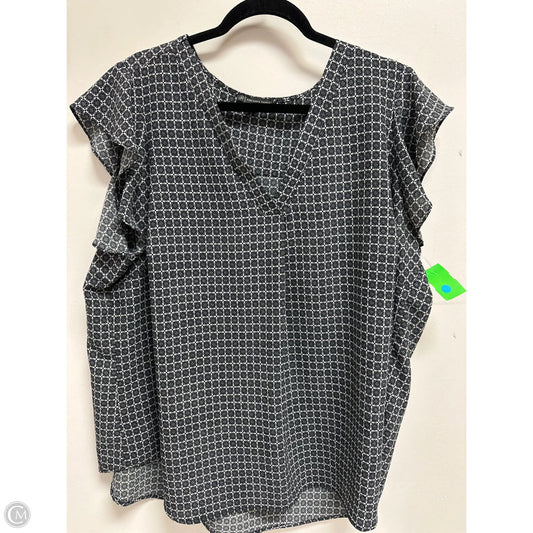 Top Short Sleeve By Adrianna Papell In Black & White, Size: 3x
