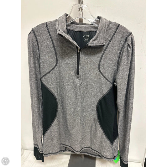 Athletic Top Long Sleeve Collar By Champion In Black & Grey, Size: M