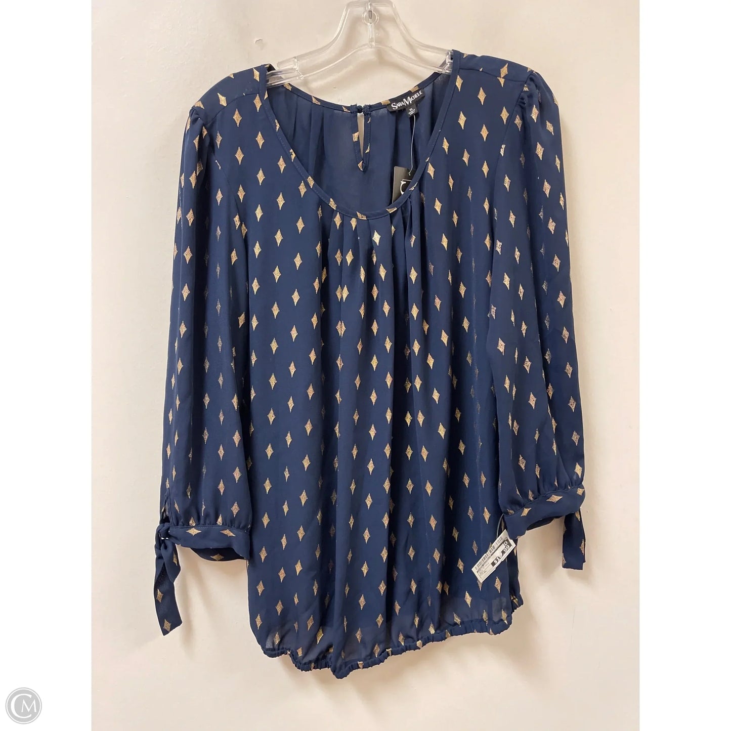 Top Long Sleeve By Sara Michelle In Blue & Gold, Size: Xl