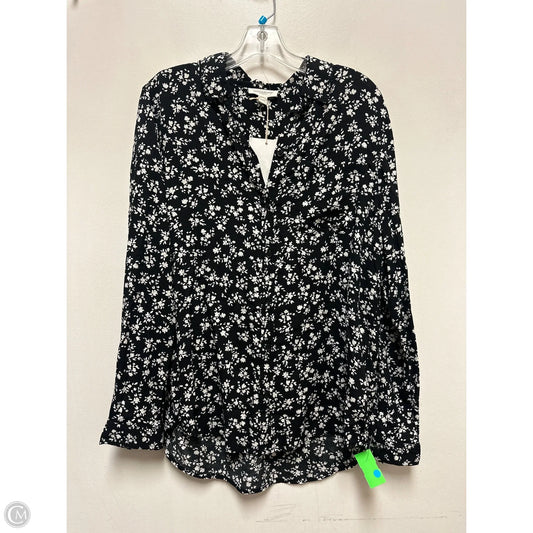 Blouse Long Sleeve By Beachlunchlounge In Black & White, Size: L