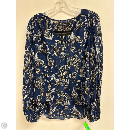 Top Long Sleeve By White House Black Market In Black & Blue, Size: M