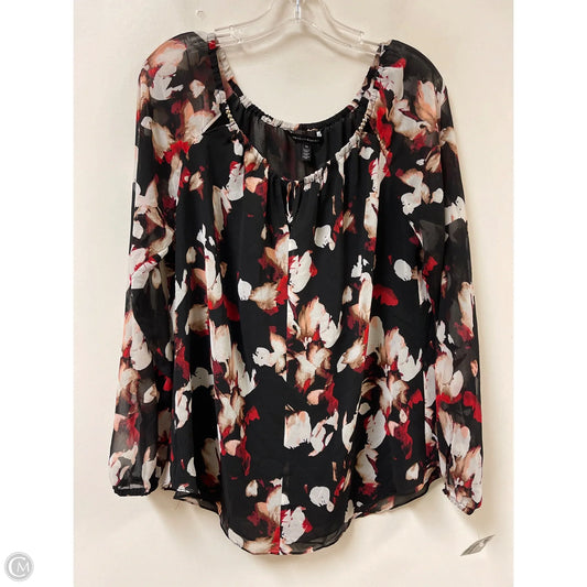 Top Long Sleeve By White House Black Market In Black & Cream, Size: L
