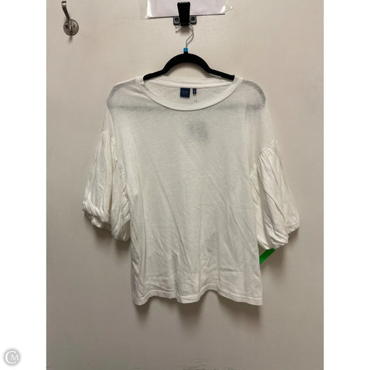 Top Short Sleeve By Kaari Blue In White, Size: L
