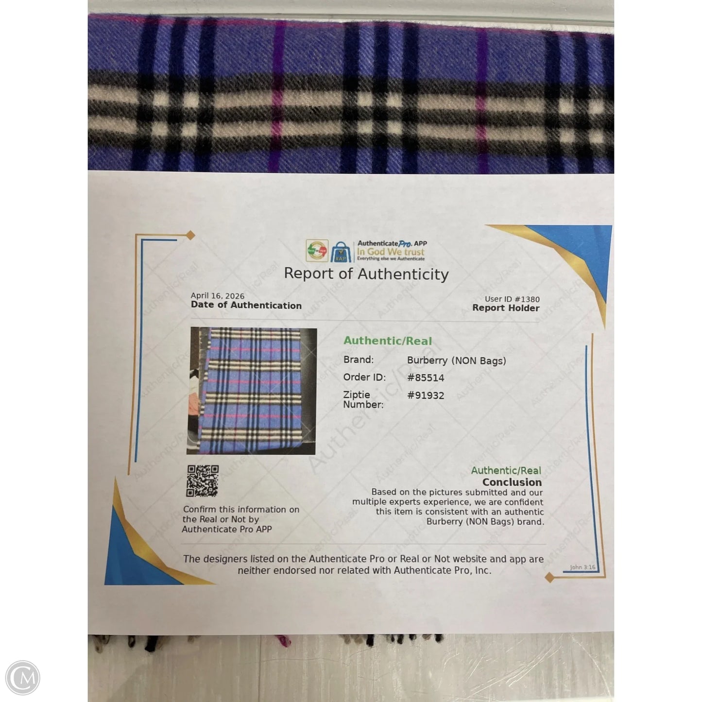 Scarf Luxury Designer By Burberry