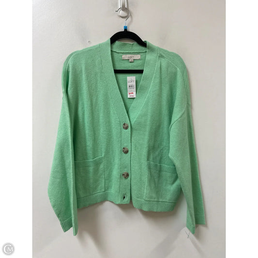 Sweater Cardigan By Loft In Green, Size: L