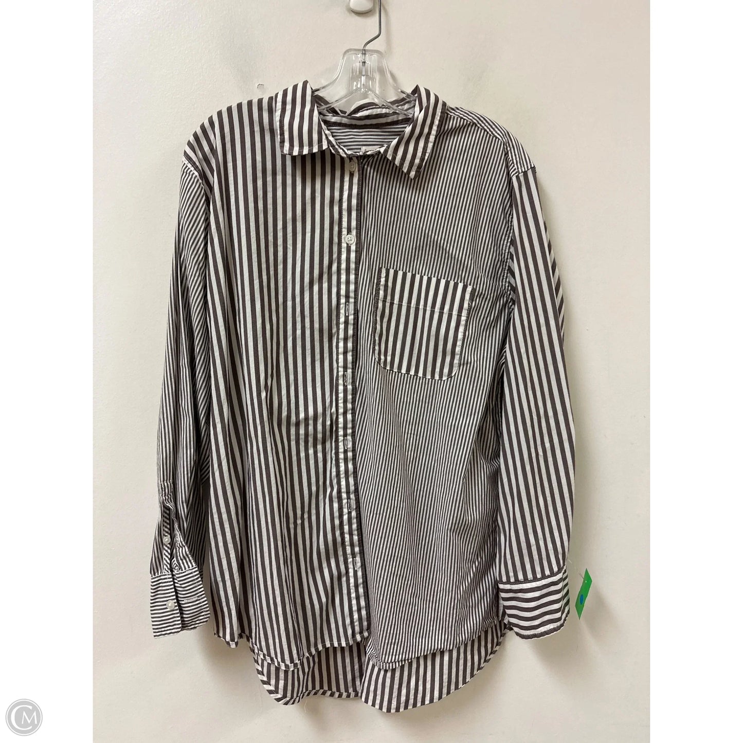 Blouse Long Sleeve By A New Day In Striped Pattern, Size: Xl